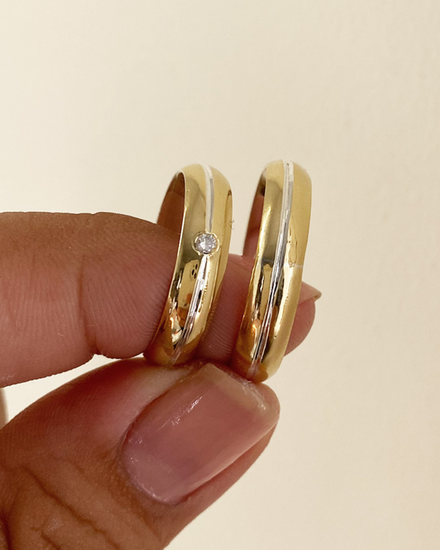 Anillos plata + lámina de oro 18k