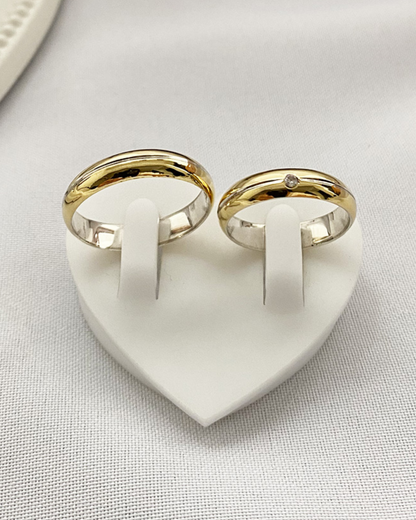 Anillos plata + lámina de oro 18k