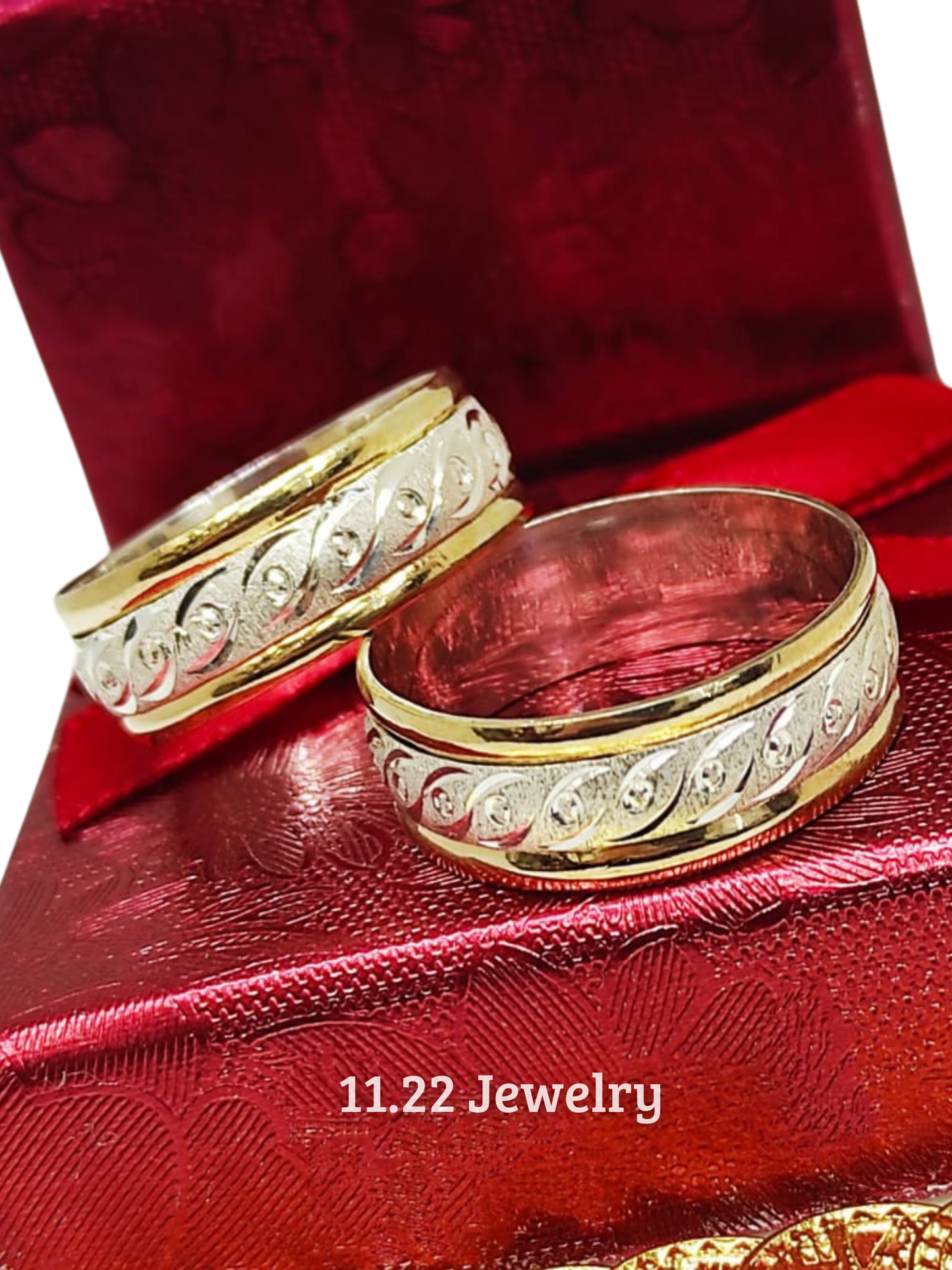 Anillos para pareja + bisel con lamina de oro