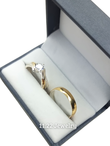 Anillos para pareja con lamina de oro + anillo con circón