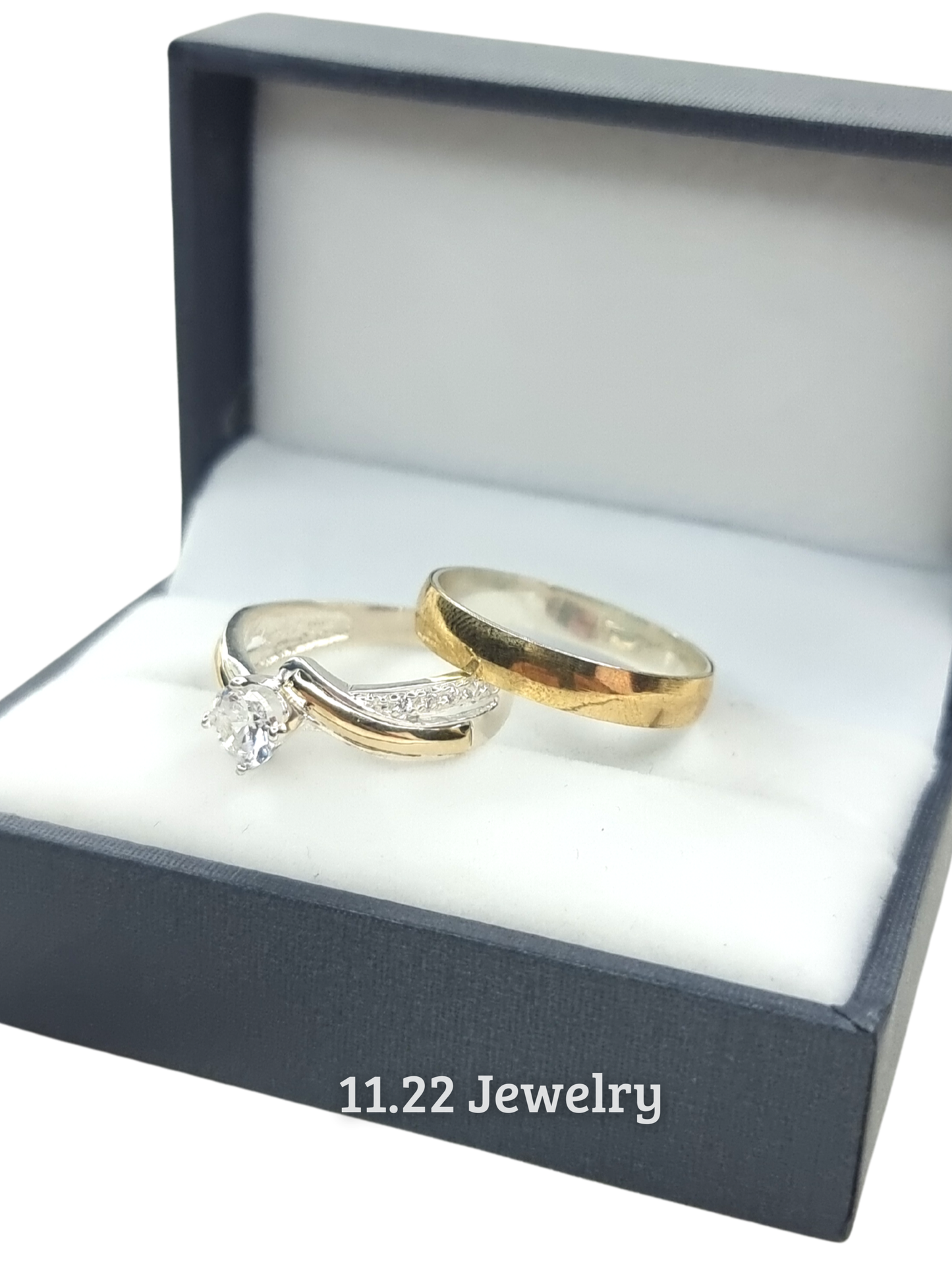 Anillos para pareja con lamina de oro + anillo con circón