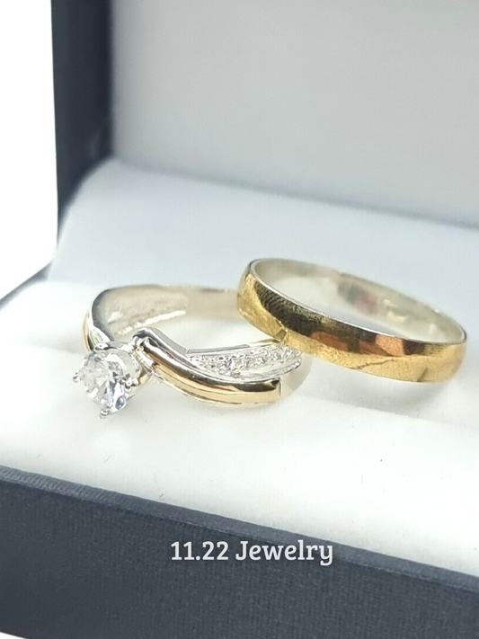 Anillos para pareja con lamina de oro + anillo con circón