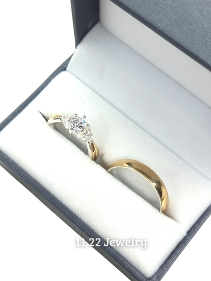 Anillos para pareja con lamina de oro + anillo con circón