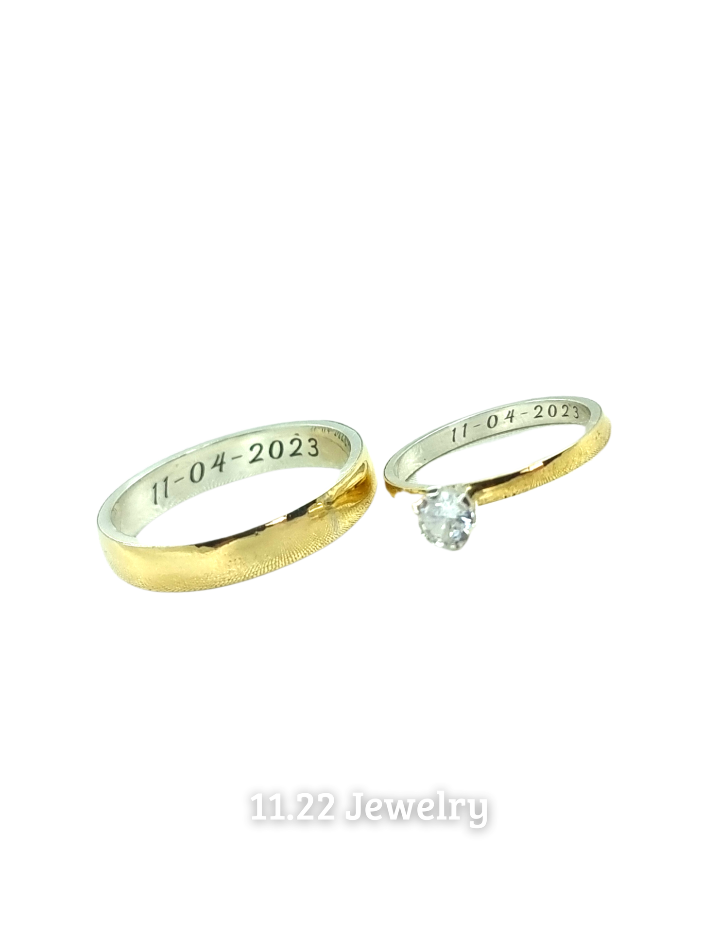 Anillos para pareja con lamina de oro + anillo con circon