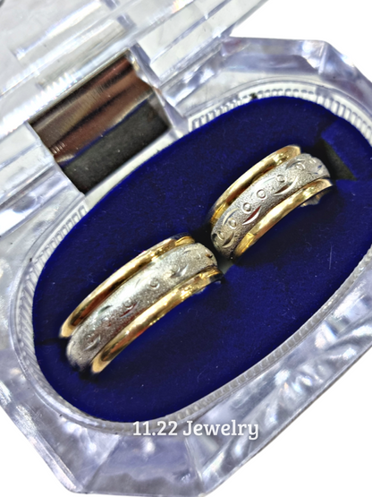 Anillos para pareja + bisel con lamina de oro