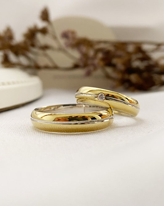 Anillos plata + lámina de oro 18k