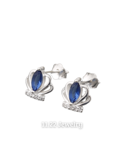 Aretes corona circon azul