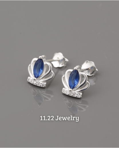 Aretes corona circon azul