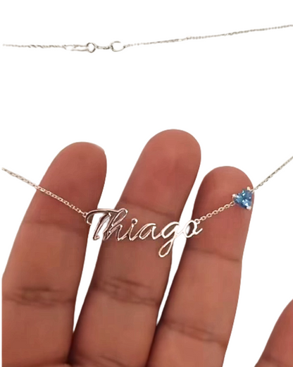 COLLAR CON NOMBRE + CIRCON CORAZON EN CADENA