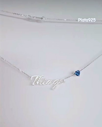 COLLAR CON NOMBRE + CIRCON CORAZON EN CADENA