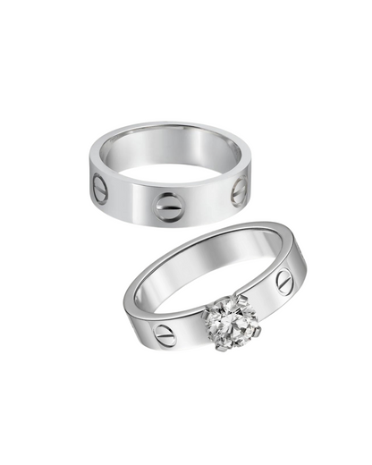 DUO DE ANILLOS ARANDELAS LOVE CON CIRCON