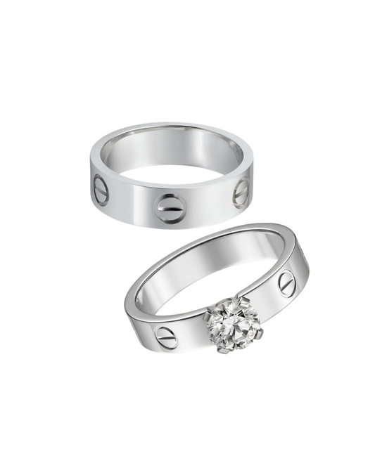 DUO DE ANILLOS ARANDELAS LOVE CON CIRCON