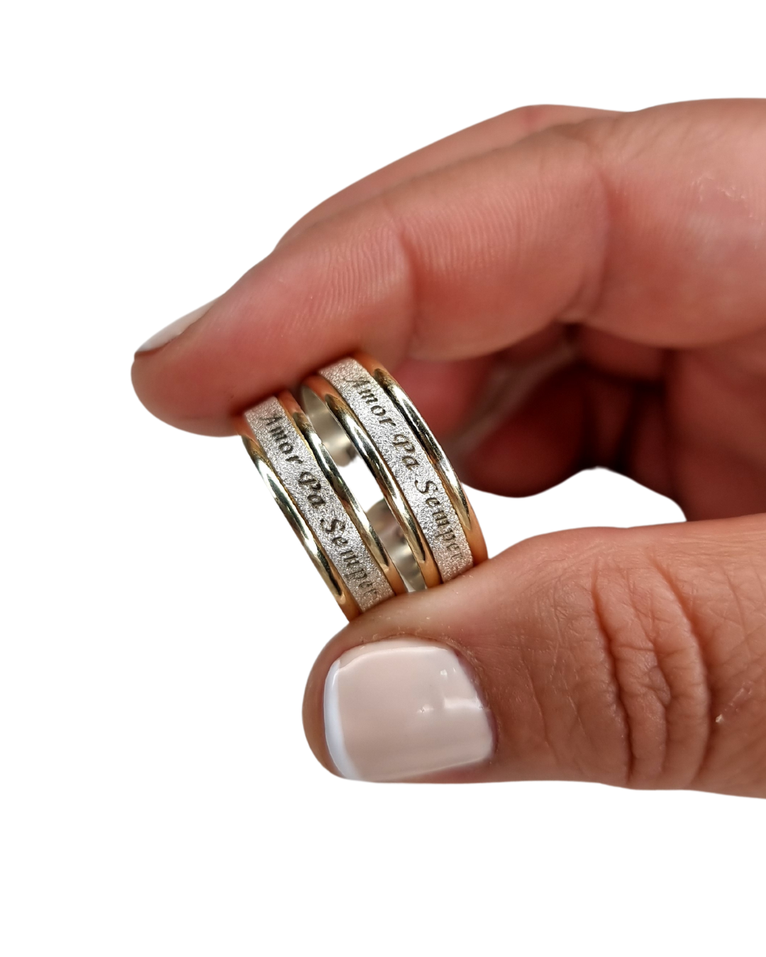 DUO DE ANILLOS CON LAMINA CON BAÑO DE ORO