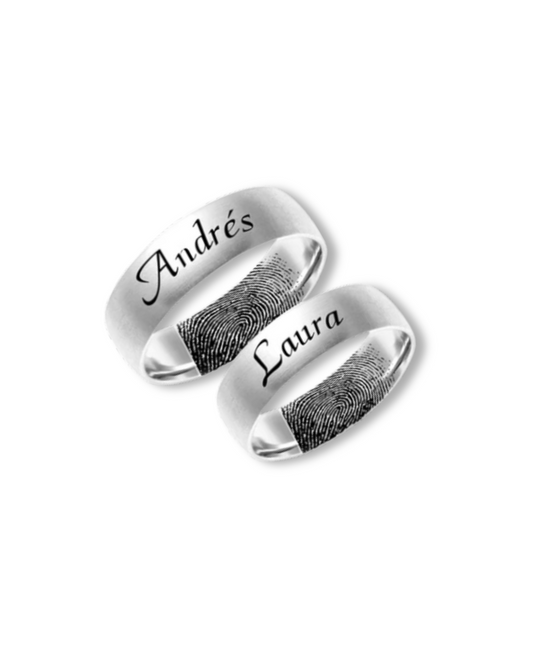DUO DE ANILLOS CON HUELLAS DACTILARES