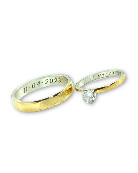DUO DE ANILLOS CON LAMINA CON BAÑO DE ORO