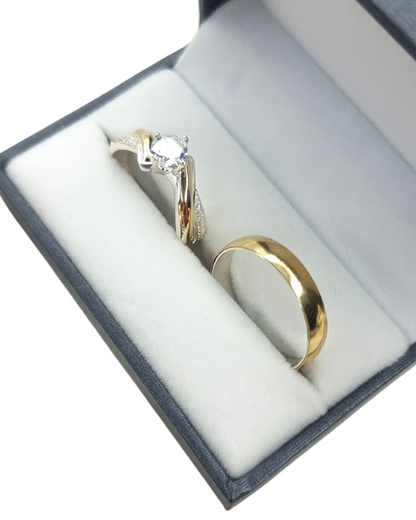 DUO DE ANILLOS CON LAMINA CON BAÑO DE ORO + ANILLO CIRCON