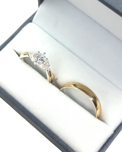 DUO DE ANILLOS CON LAMINA CON BAÑO DE ORO + ANILLO CIRCON