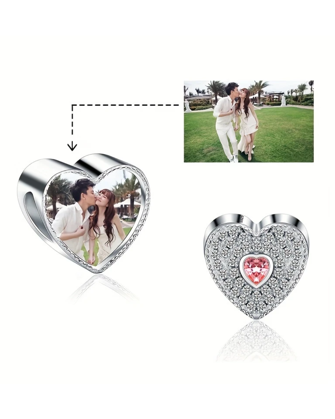 CHARM CORAZÓN CIRCONES + FOTO PERSONALIZADA