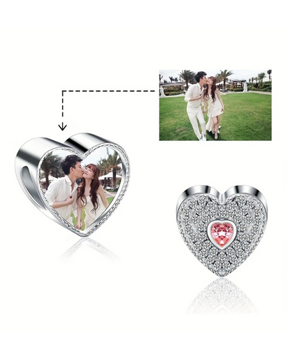 CHARM CORAZÓN CIRCONES + FOTO PERSONALIZADA