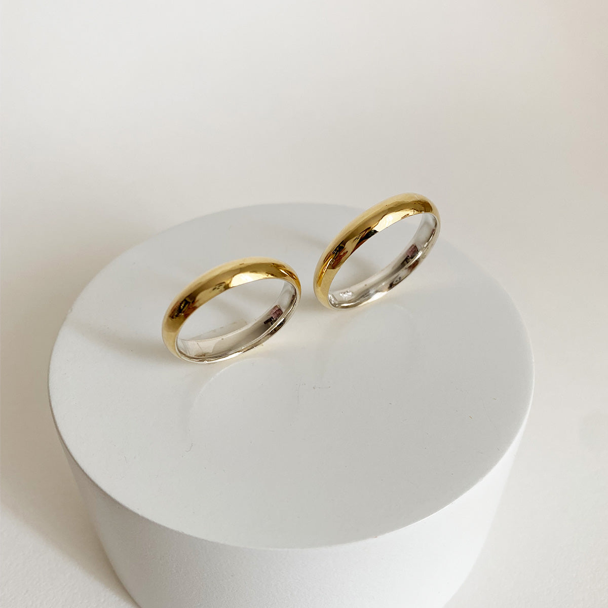 Anillos plata + lámina de oro 18k