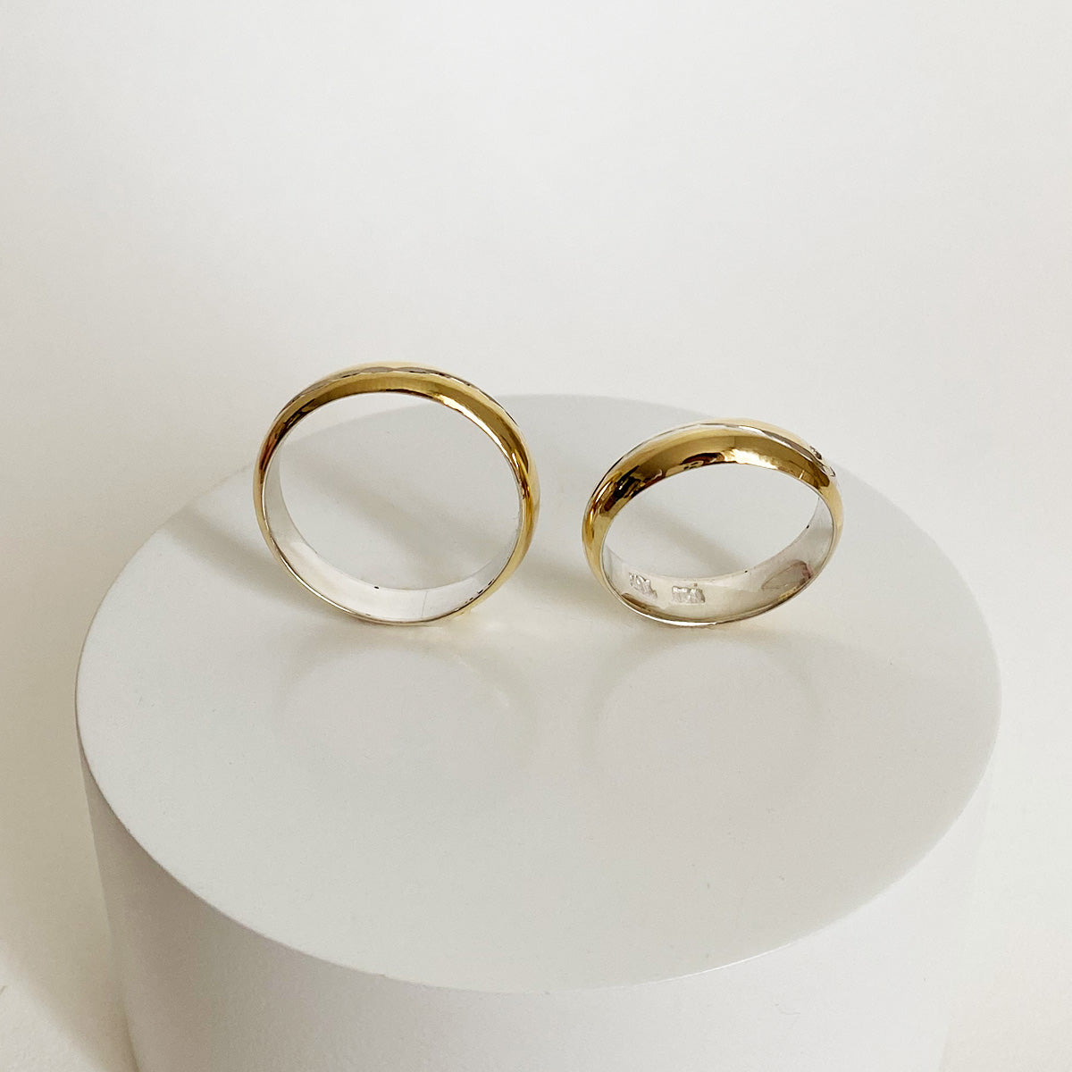 Anillos plata + lámina de oro 18k