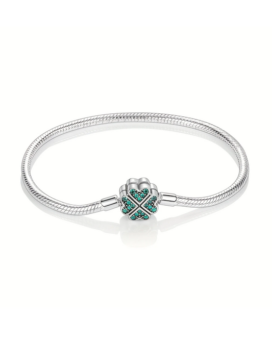 BRAZALETE DISEÑO SEMI RIGIDO CON DIJE TREBOL - PRE ORDEN