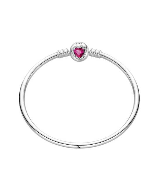 BRAZALETE DISEÑO RIGIDO CON BROCHE DE CIRCON CORAZÓN - PRE ORDEN