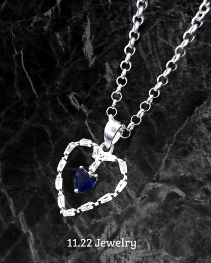 Set corazón circon azul