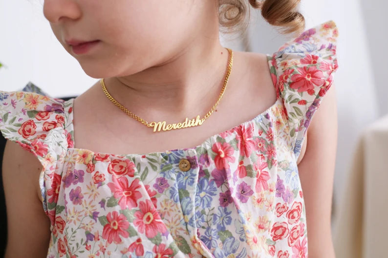 Collar nombre clásico para bebé o niños con cadena gruesa